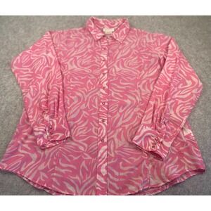 Ariat Women's Pink Zebra Print Long Sleeve Button Up Shirt Top XL/TG